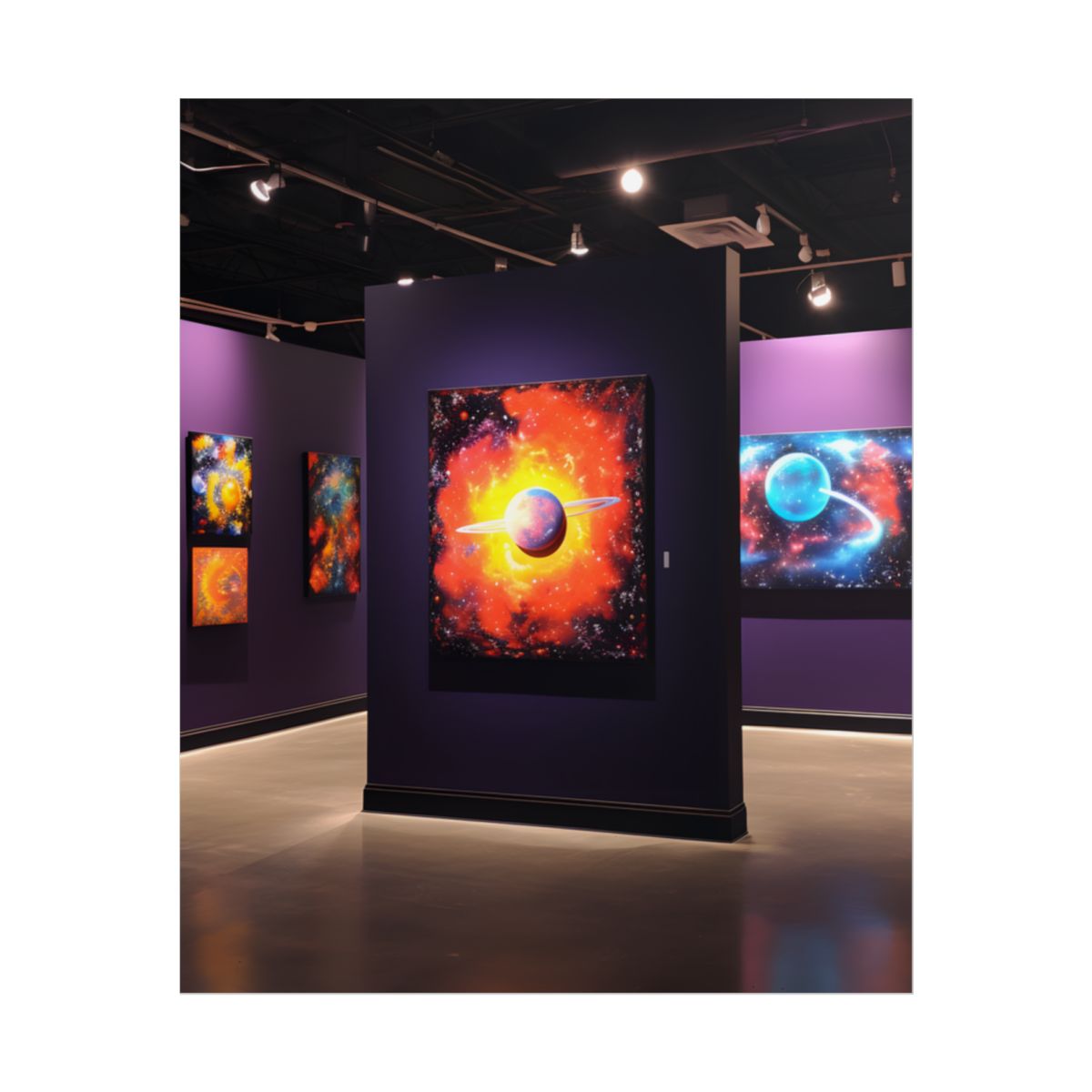 Celestial Art Gallery: Indoor Space with Dark-Light Contrast - Poster