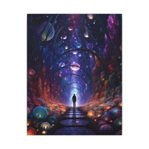 Figure Walking Cosmic Tunnel Canvas Print