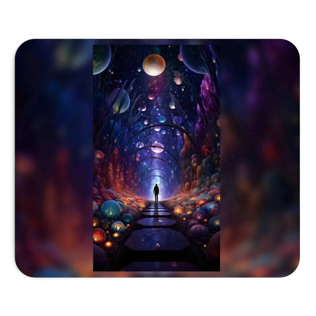 Celestial Art Gallery: Indoor Space with Starry Canvas - Mouse Pad