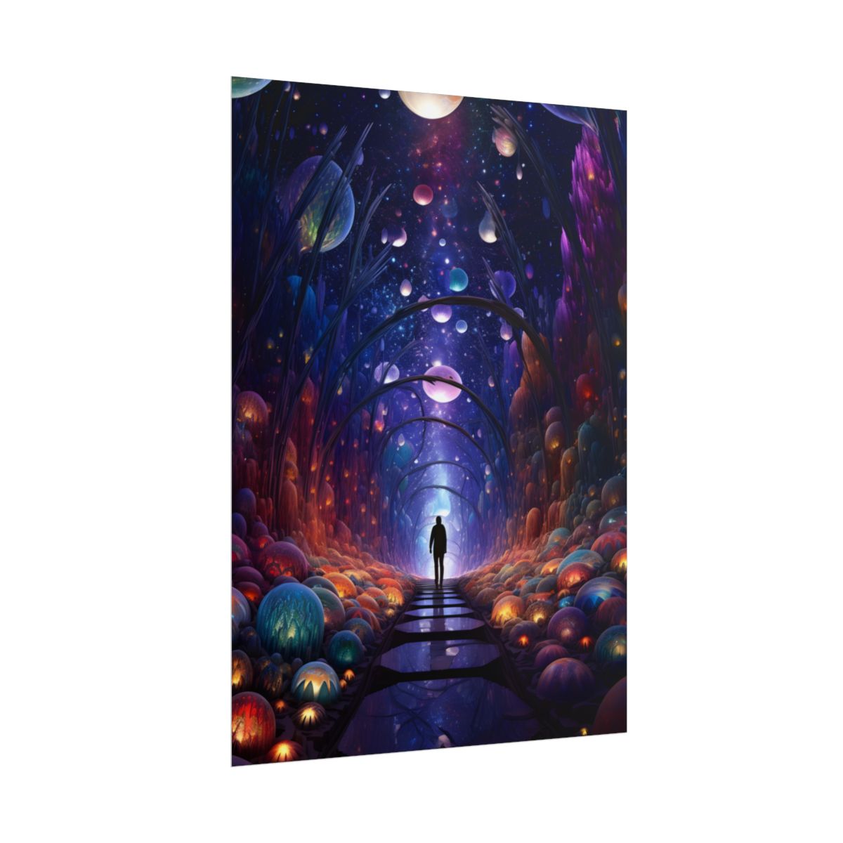 Celestial Art Gallery: Indoor Space with Starry Canvas - Poster