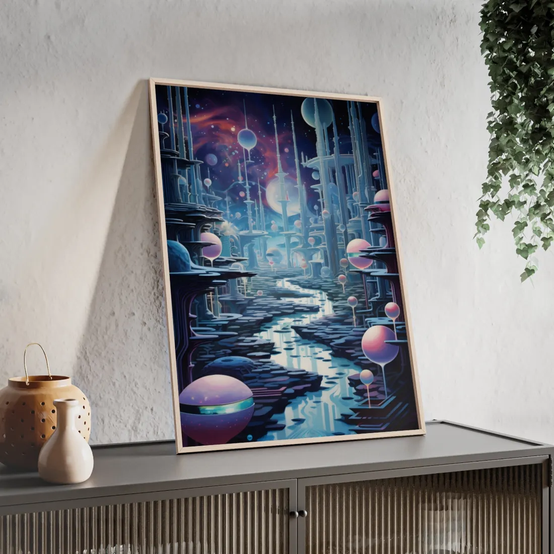 Celestial Art Gallery: Modern Architectural Design - Framed Poster