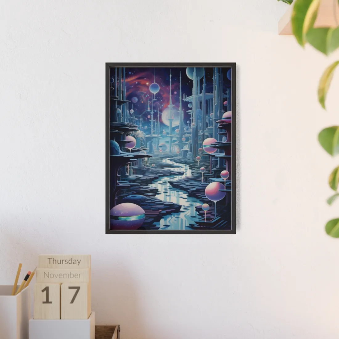 Celestial Art Gallery: Modern Architectural Design - Framed Poster