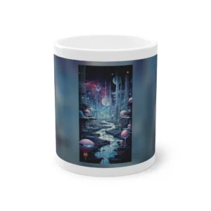 Futuristic City by a River Mug