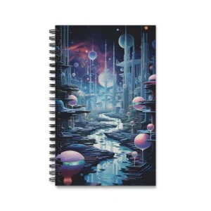 Futuristic City by a River Spiral Notebook