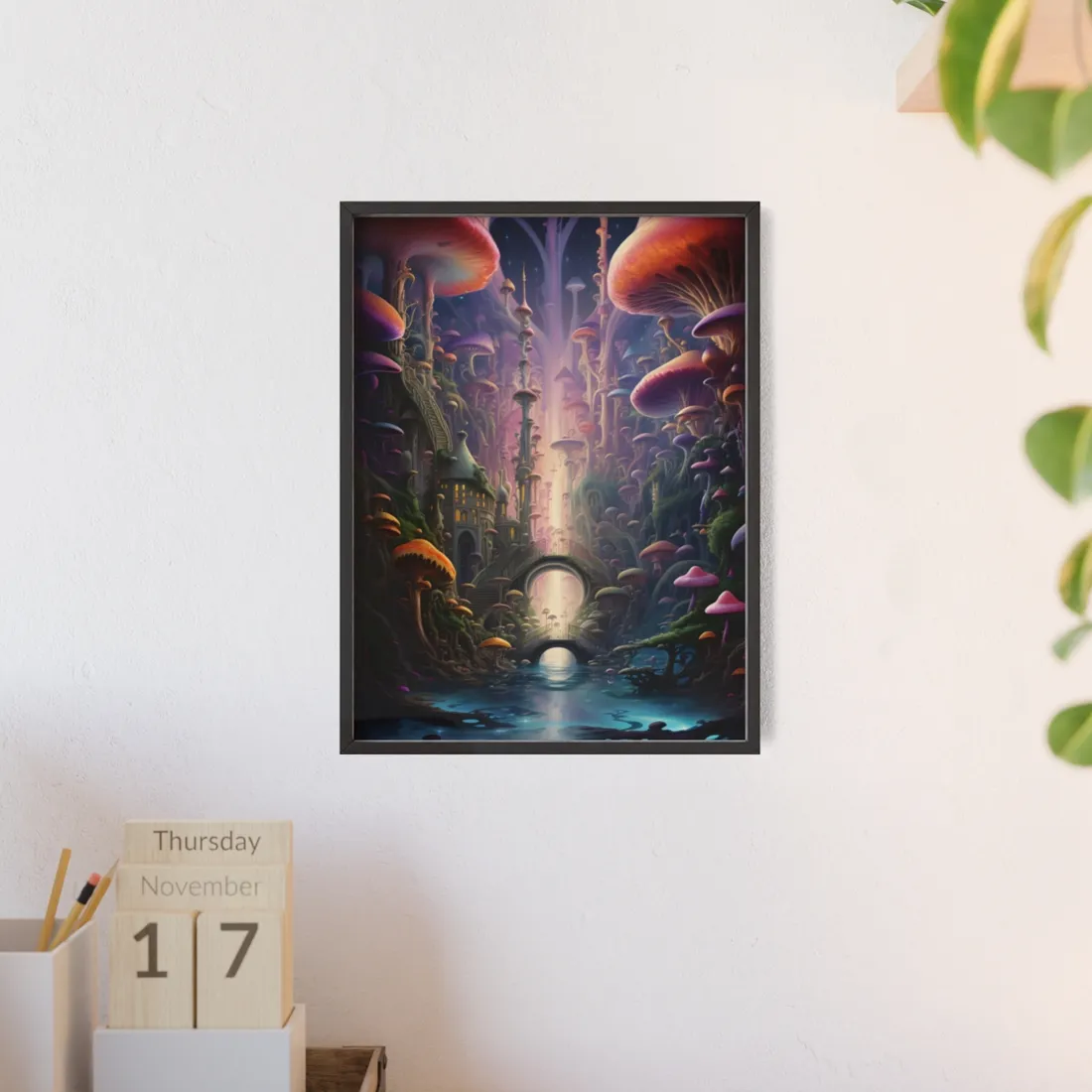 Celestial Art Gallery: Star Motif Interior Scene - Framed Poster