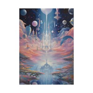 Floating Spires Above Clouds Poster