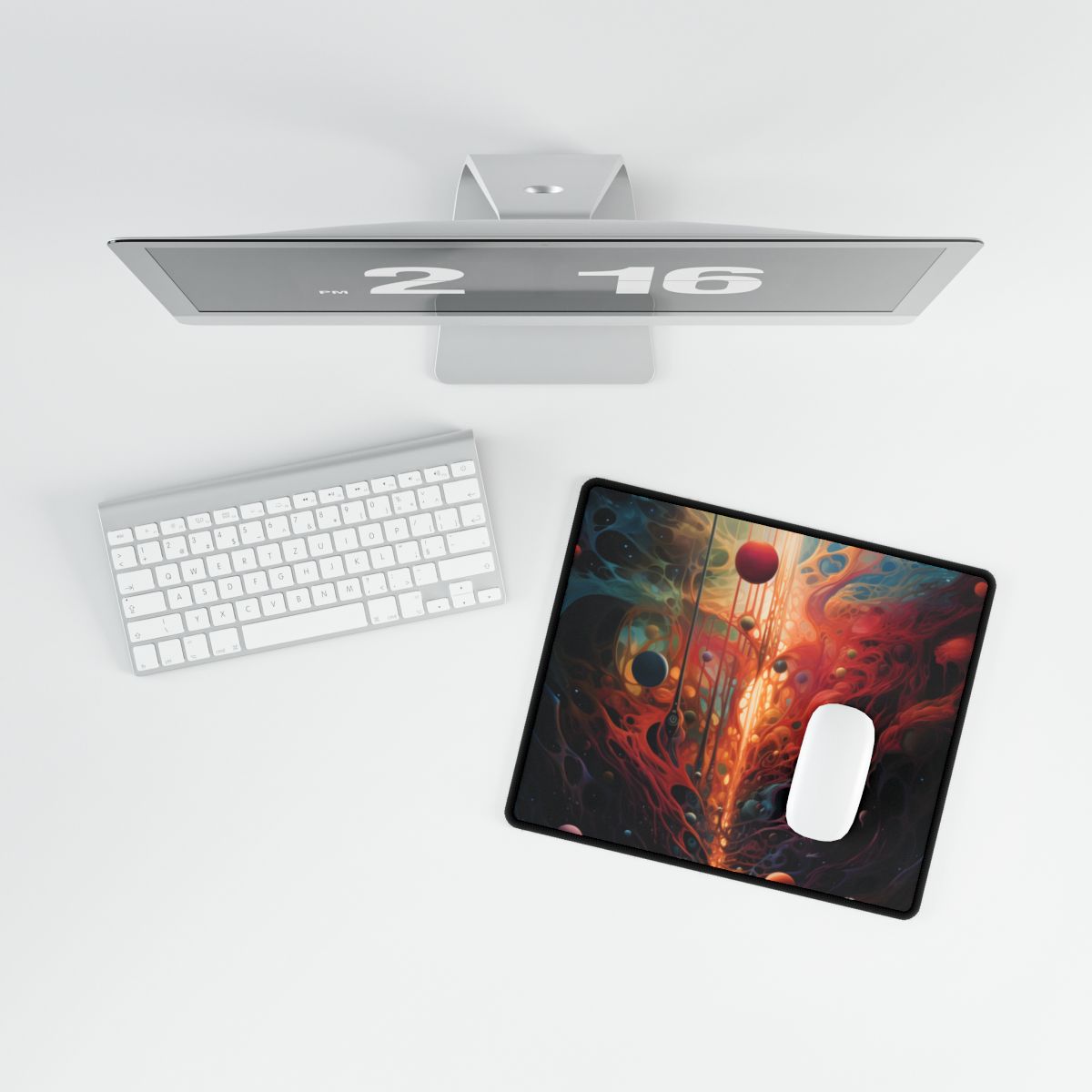 Celestial Art Gallery: Vibrant Otherworldly Masterpiece - Desk Mat