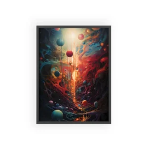 Floating Spheres and Glowing Tendrils Framed Poster