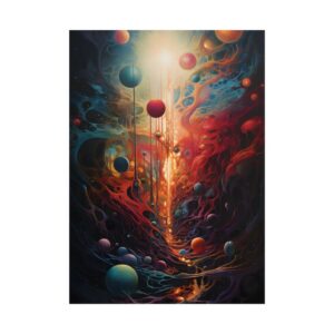 Floating Spheres and Glowing Tendrils Poster