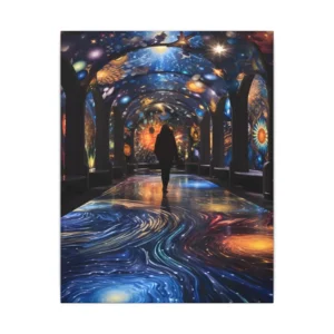Person Walking Through Galaxy Tunnel Canvas Print