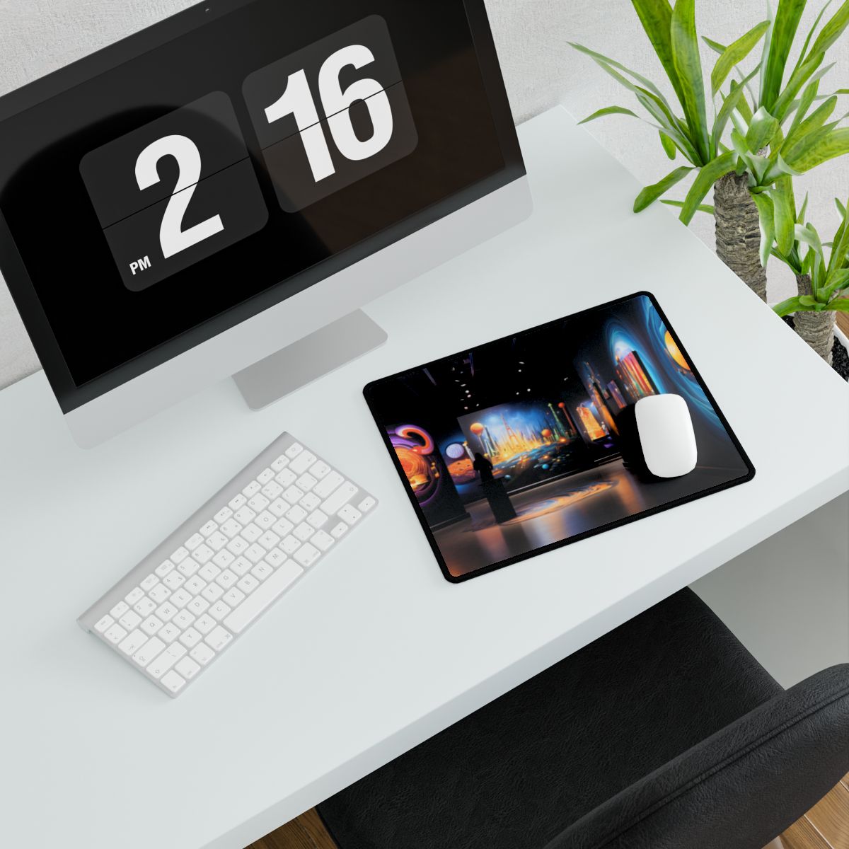 Celestial Art Gallery: Wide-Angle Shot of Space Artwork - Desk Mat