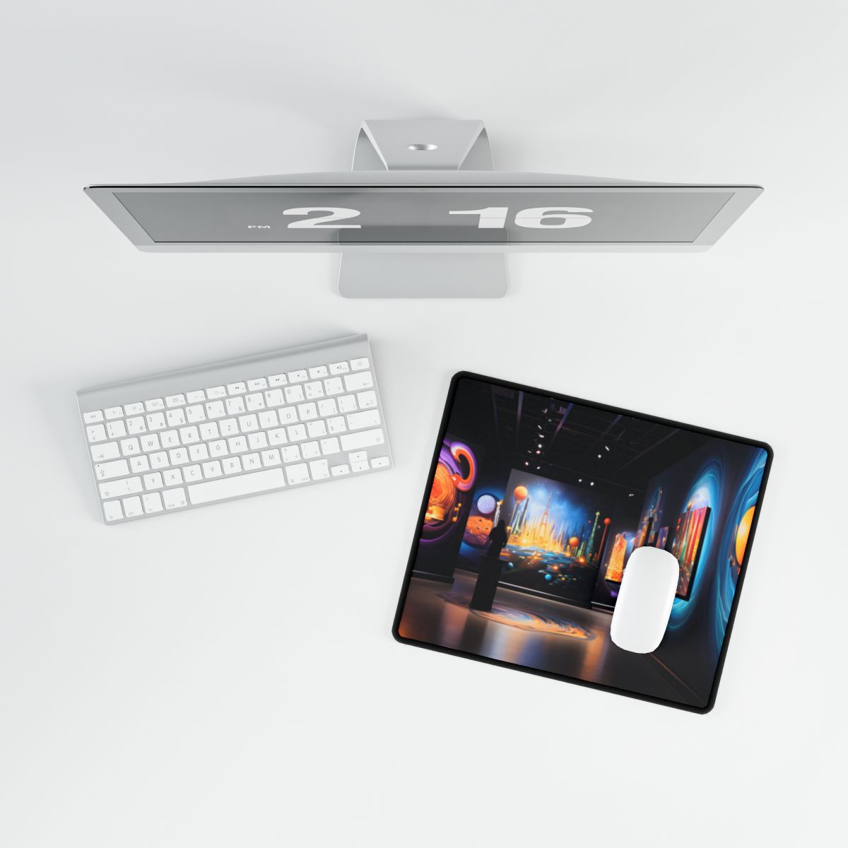Celestial Art Gallery: Wide-Angle Shot of Space Artwork - Desk Mat