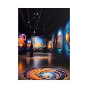 Art Gallery with Glowing Swirls Poster