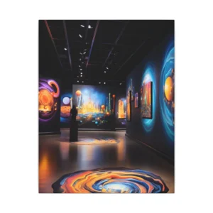 Art Gallery with Glowing Swirls Canvas Print