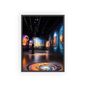Art Gallery with Glowing Swirls Framed Poster