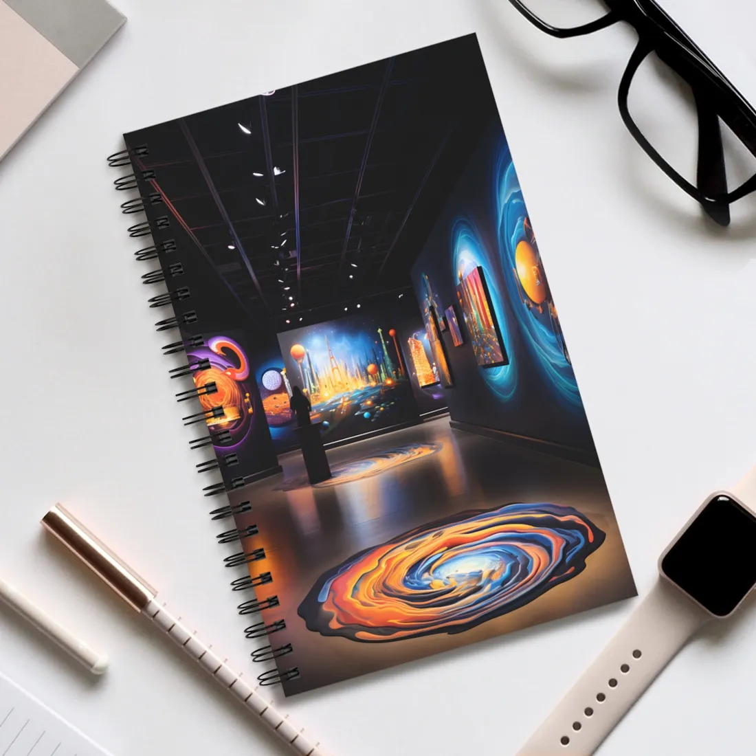 Celestial Art Gallery: Wide-Angle Shot of Space - Spiral Notebook