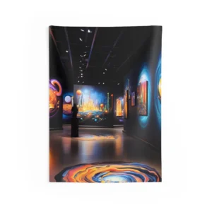 Art Gallery with Glowing Swirls Wall Tapestry