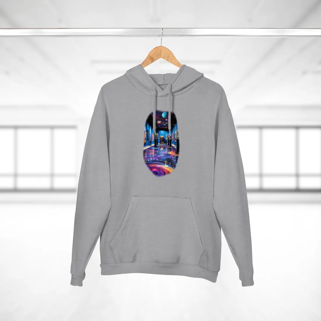 Celestial Art Gallery: Wide-Angle View with Soft Lighting - Hoodie (Heather Grey)