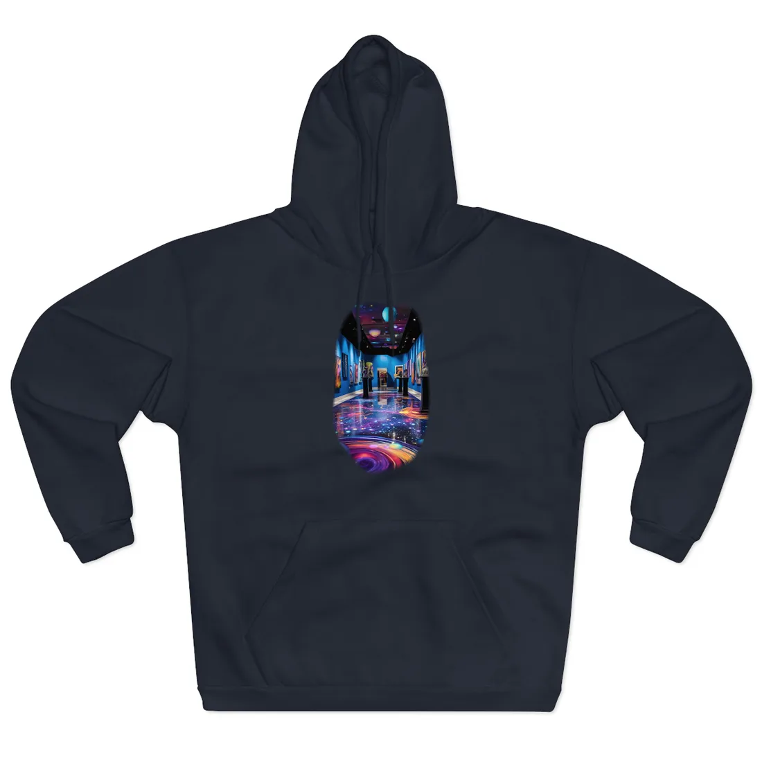 Celestial Art Gallery: Wide-Angle View with Soft Lighting - Hoodie (Navy)