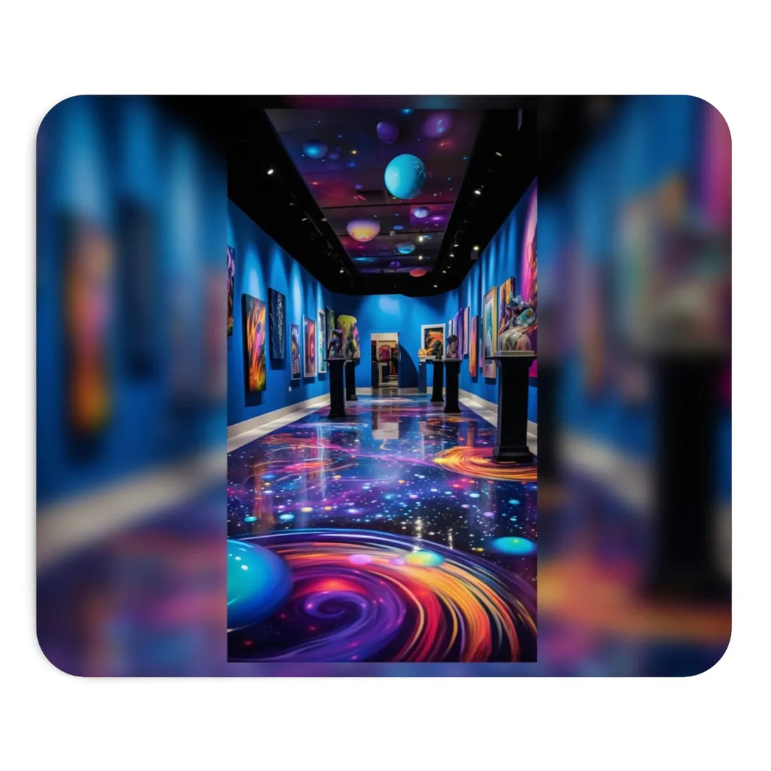 Celestial Art Gallery: Wide-Angle View with Soft Lighting - Mouse Pad