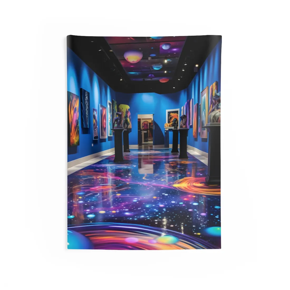 Celestial Art Gallery: Wide-Angle View with Soft Lighting - Wall Tapestry