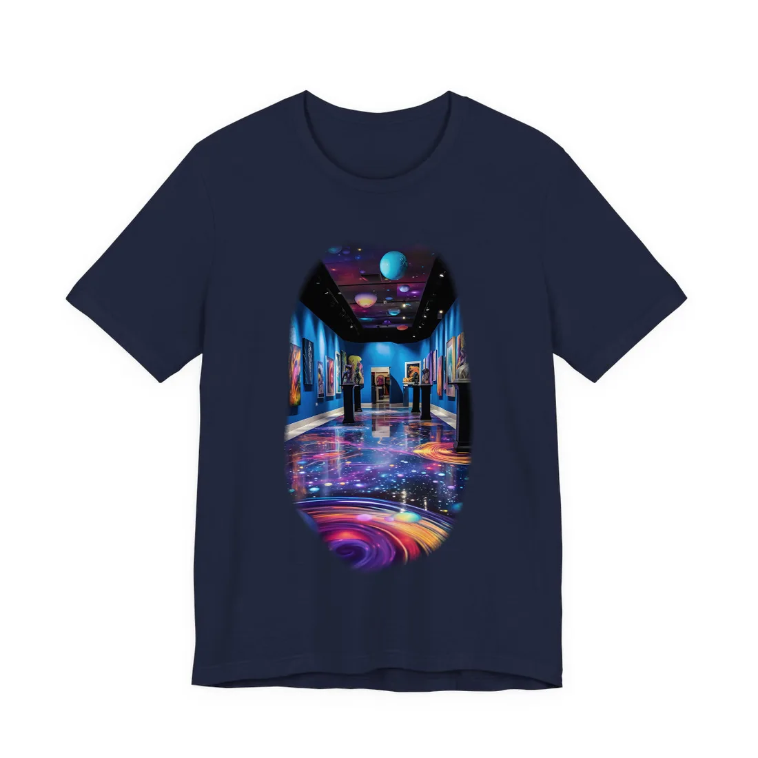 Celestial Art Gallery: Wide-Angle View with Soft Lighting - T-Shirt (Navy)