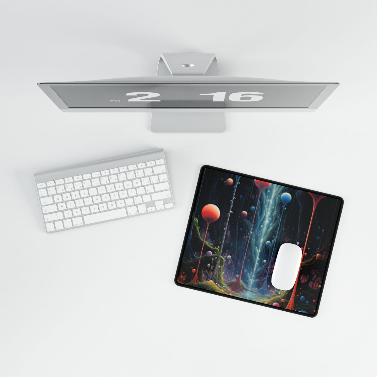 Celestial Dreams: Soft Blue Art Gallery - Desk Mat