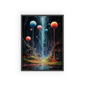 Glowing Orbs Reflection Framed Poster