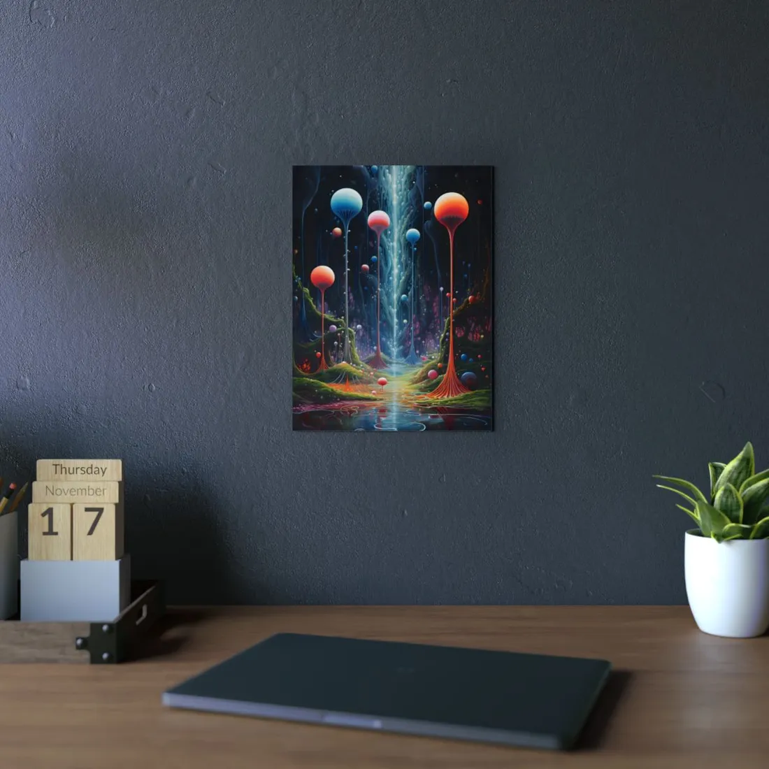 Celestial Dreams: Soft Blue Art Gallery - Metal Poster