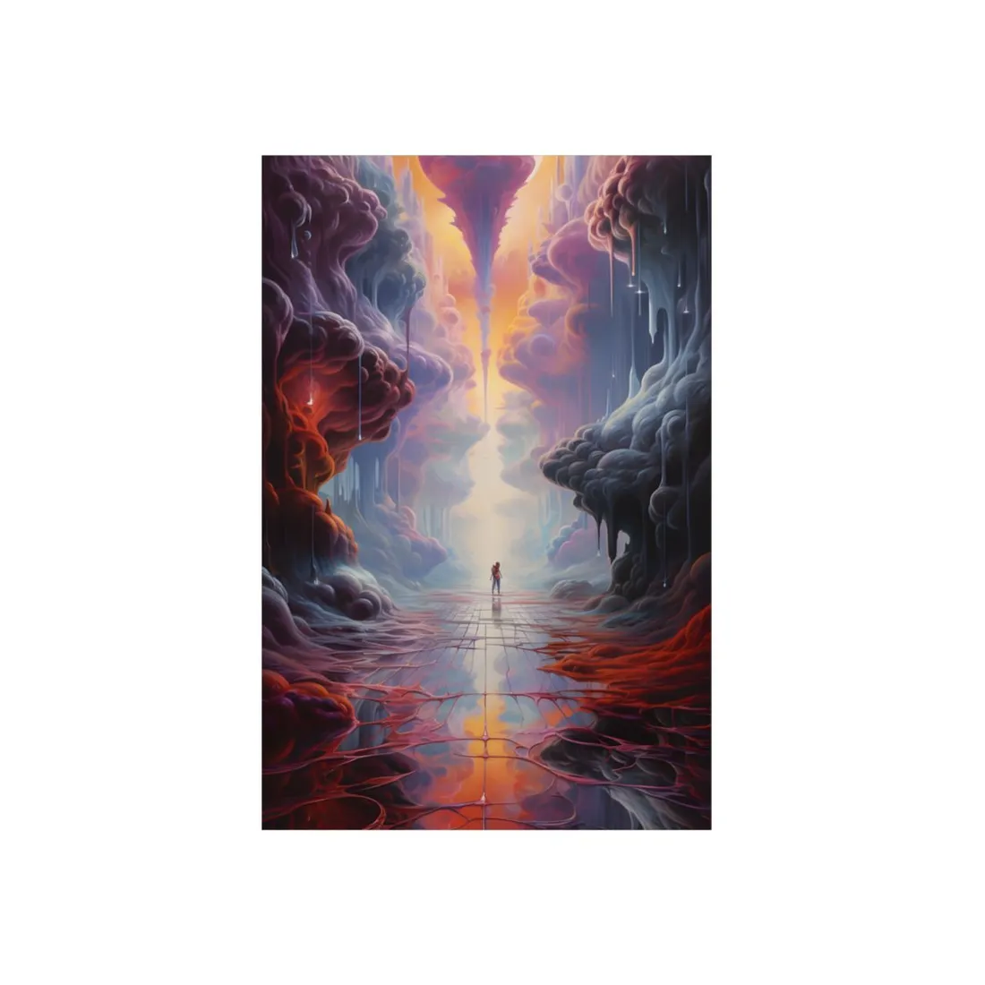 Celestial Dreams: Vibrant Fantastical Landscape Art - Metal Poster