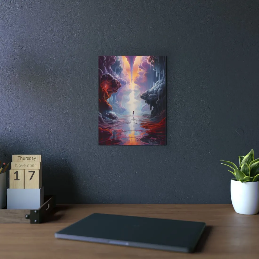 Celestial Dreams: Vibrant Fantastical Landscape Art - Metal Poster