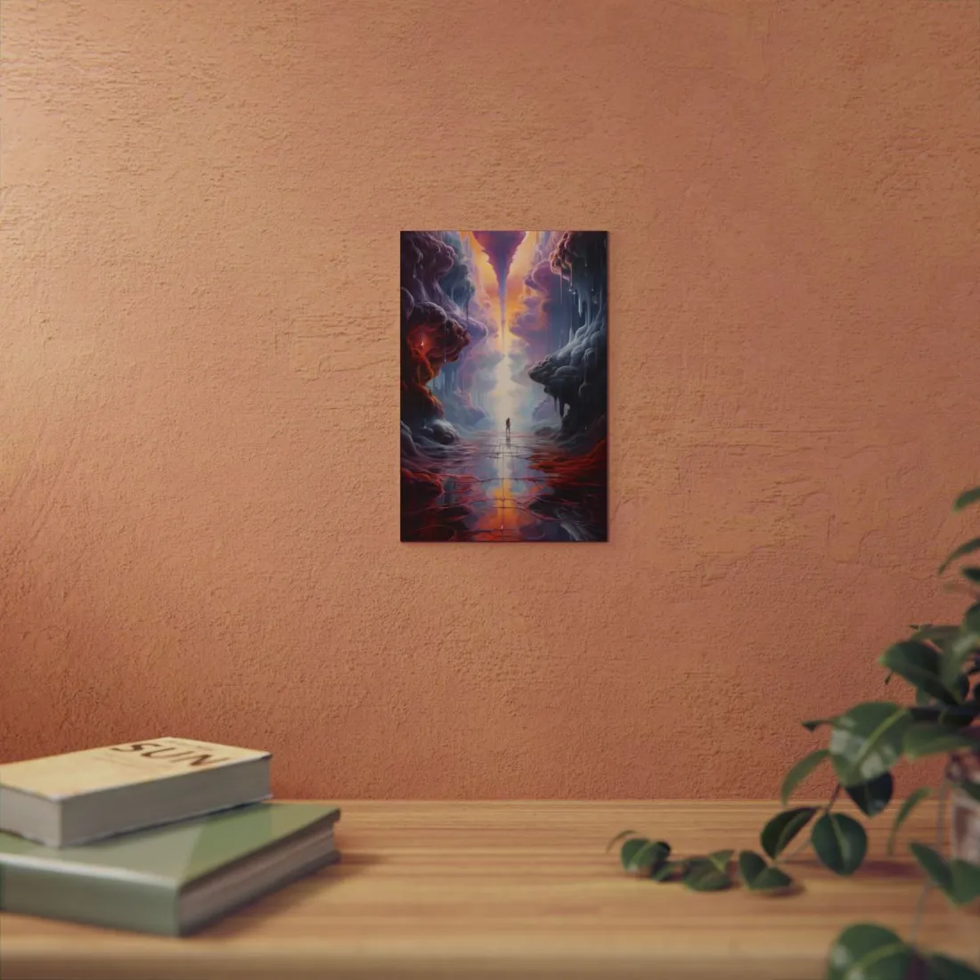 Celestial Dreams: Vibrant Fantastical Landscape Art - Metal Poster