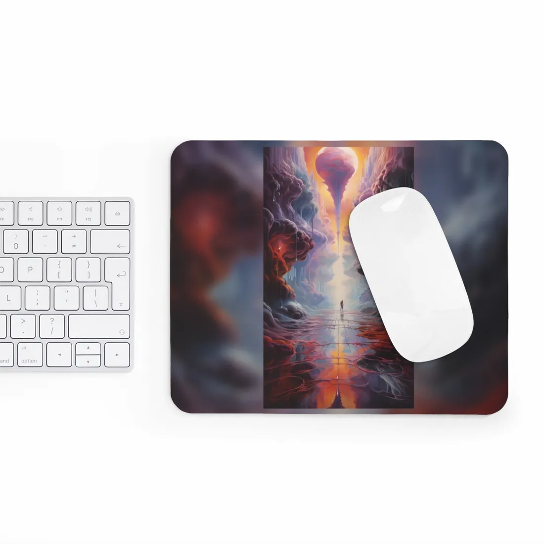 Celestial Dreams: Vibrant Fantastical Landscape Art - Mouse Pad