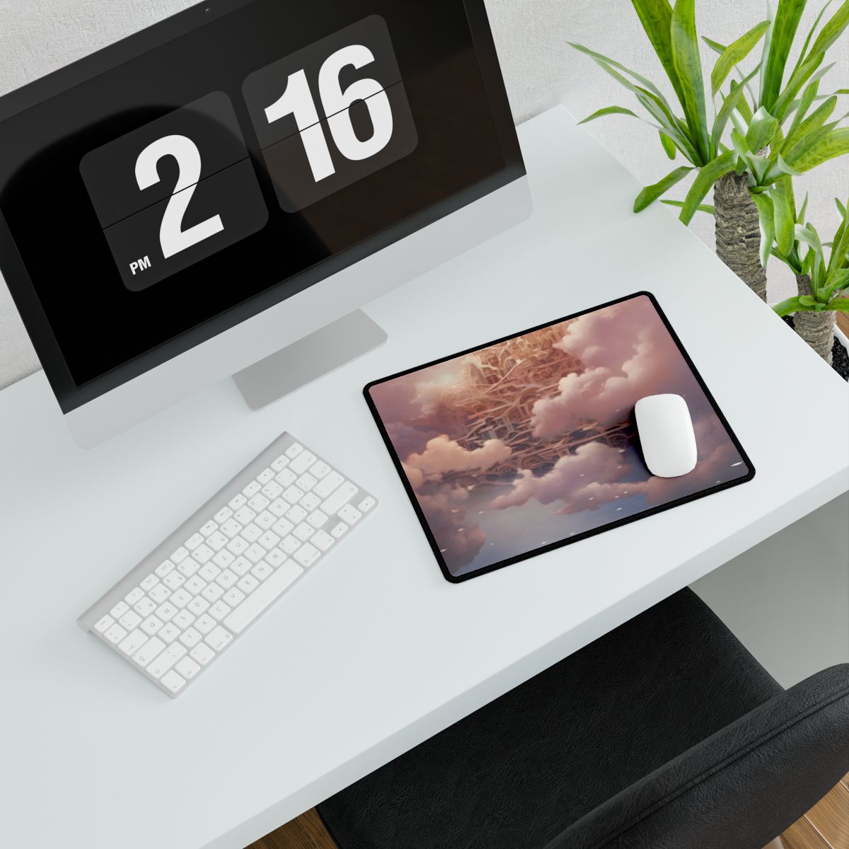 Celestial Fantasy Floating City: Digital Artwork - Desk Mat