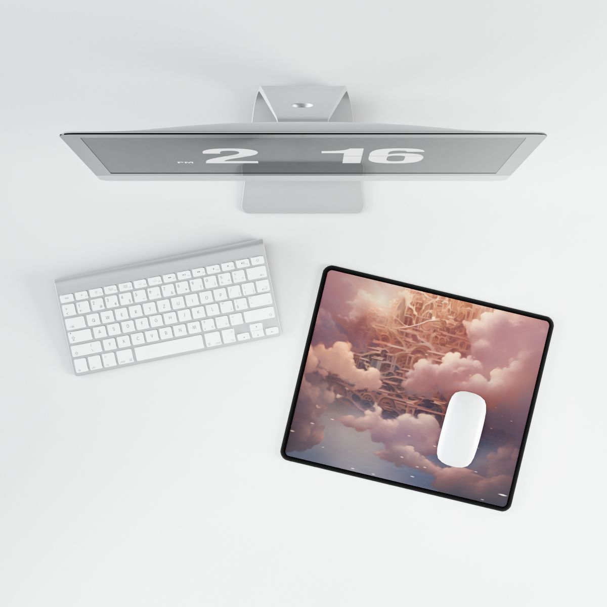 Celestial Fantasy Floating City: Digital Artwork - Desk Mat