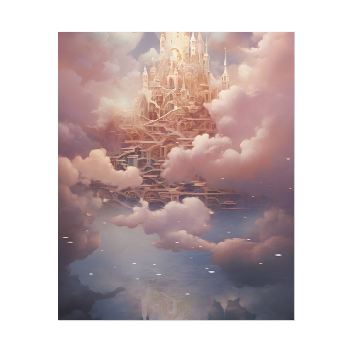 Celestial Fantasy Floating City: Digital Artwork - Poster