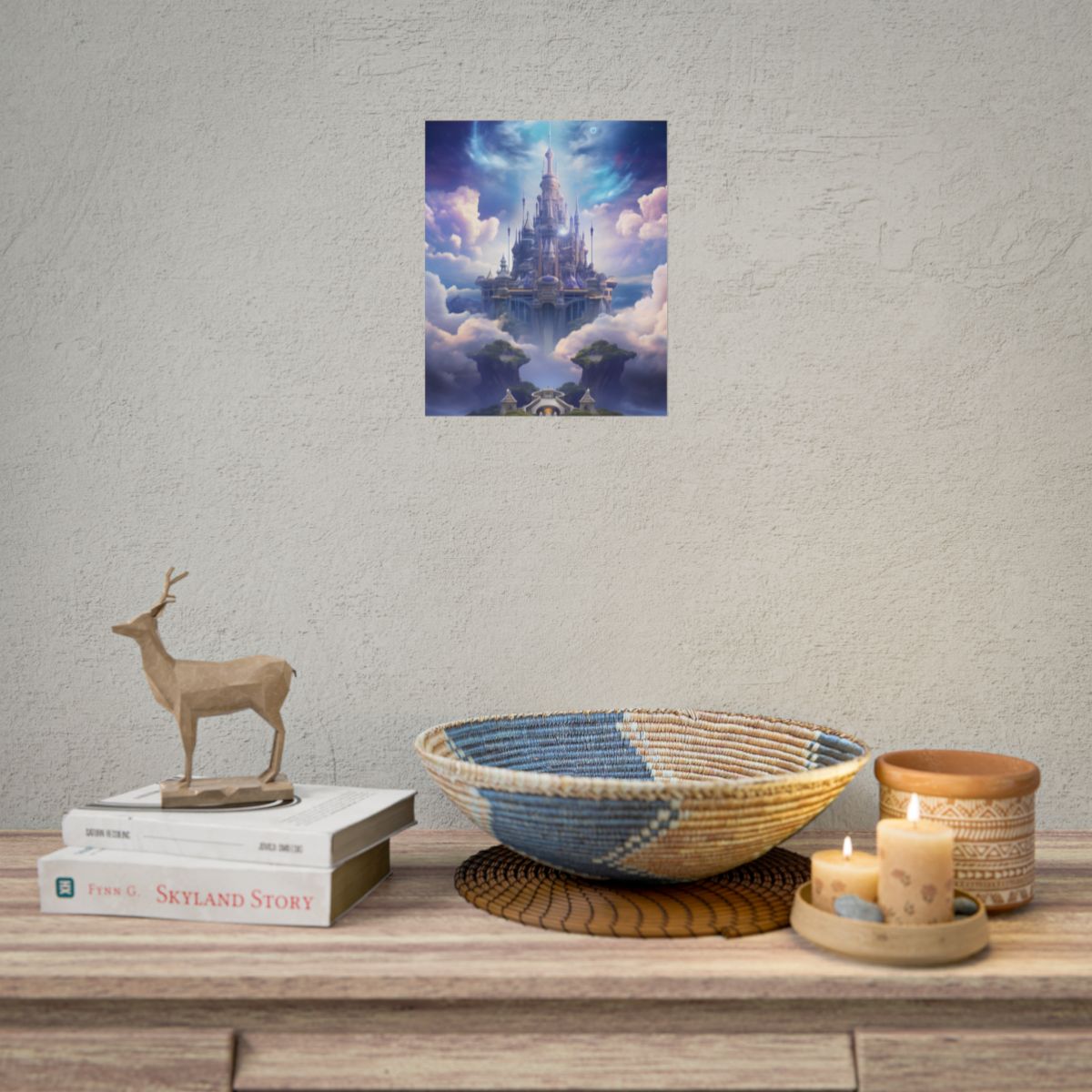 Celestial Fantasy Floating City: Dreamlike Artwork - Poster