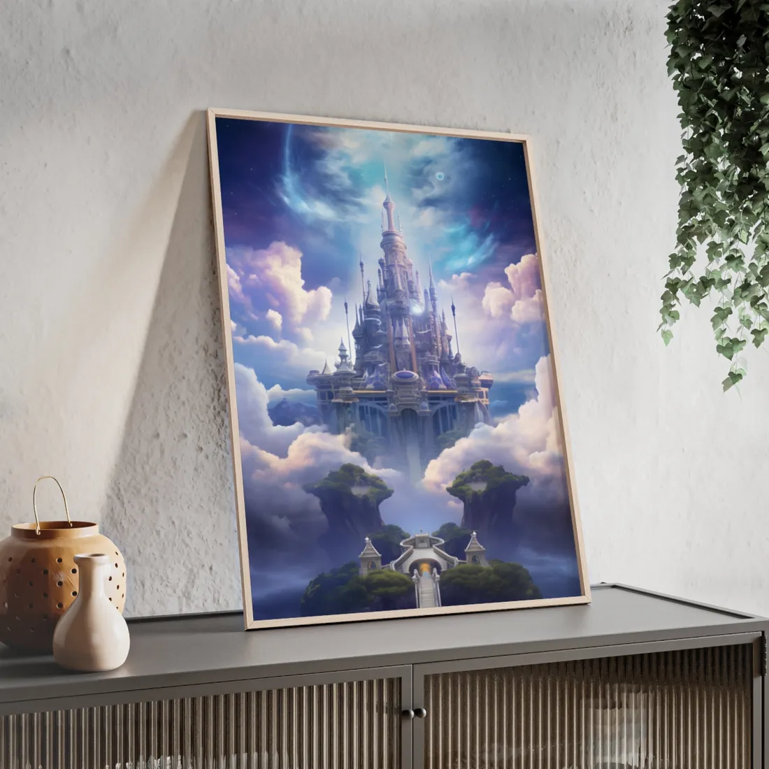 Celestial Fantasy Floating City: Dreamlike - Framed Poster