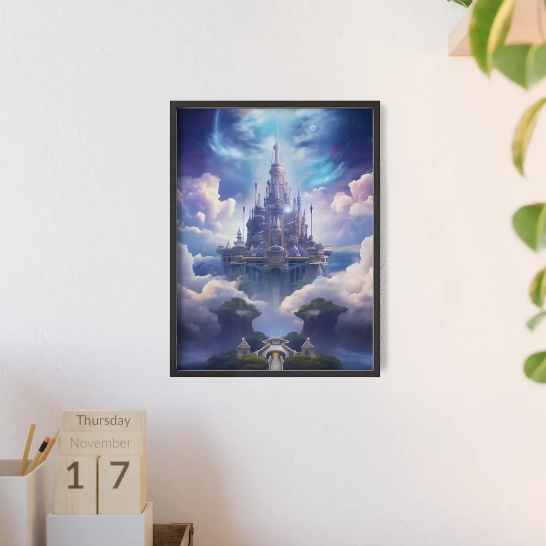 Celestial Fantasy Floating City: Dreamlike - Framed Poster