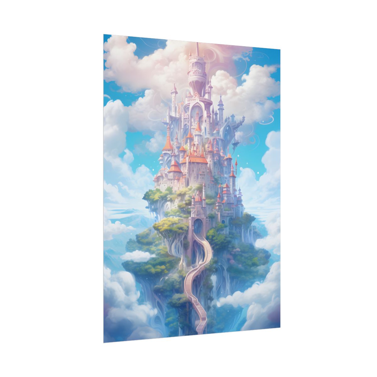Celestial Fantasy Floating City: Dreamy Artwork - Poster