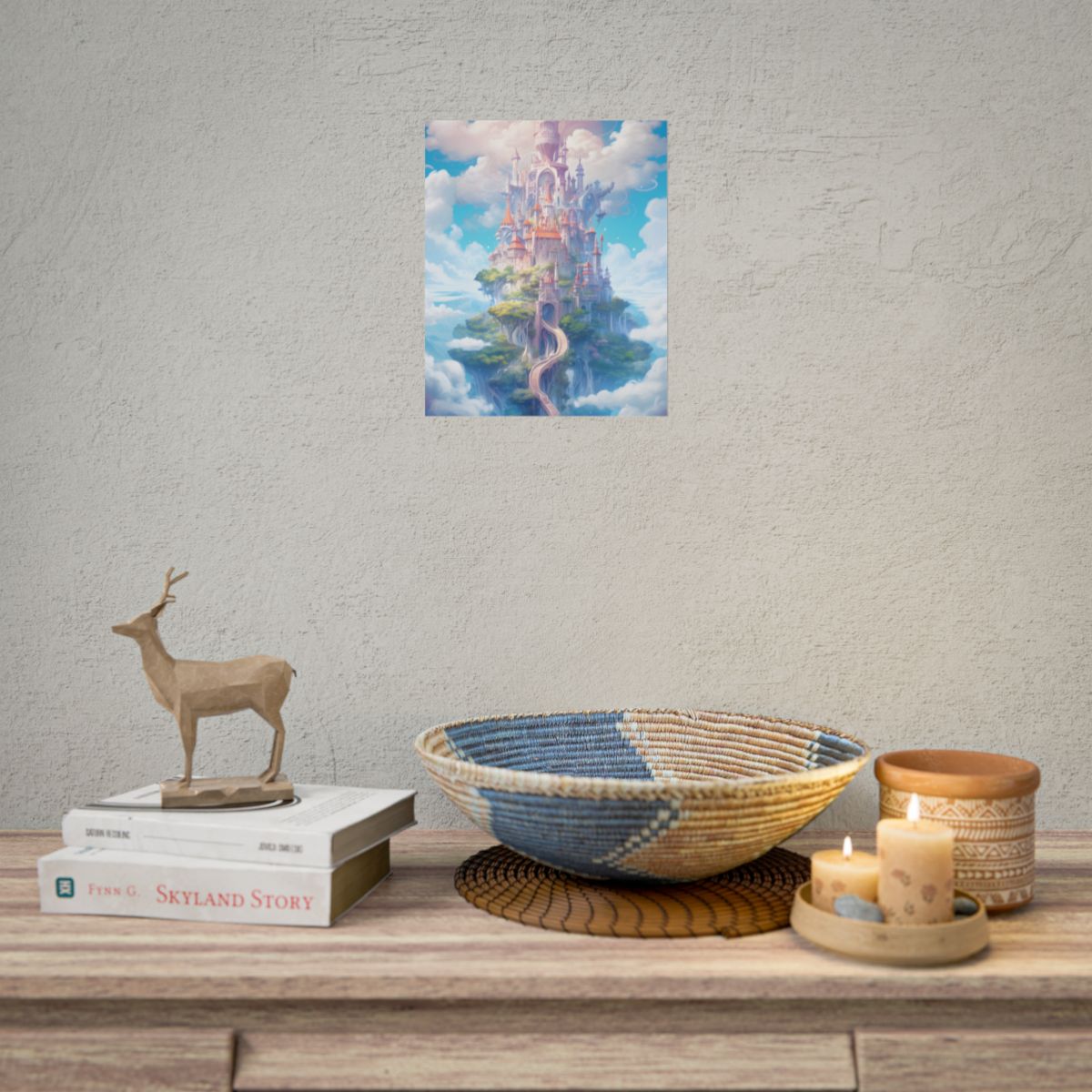 Celestial Fantasy Floating City: Dreamy Artwork - Poster