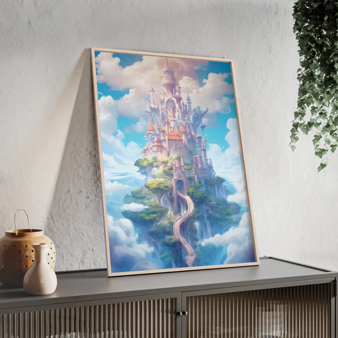 Celestial Fantasy Floating City: Dreamy - Framed Poster