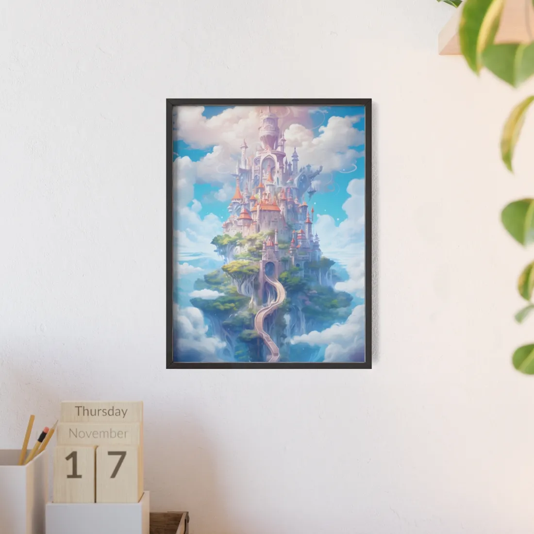 Celestial Fantasy Floating City: Dreamy - Framed Poster