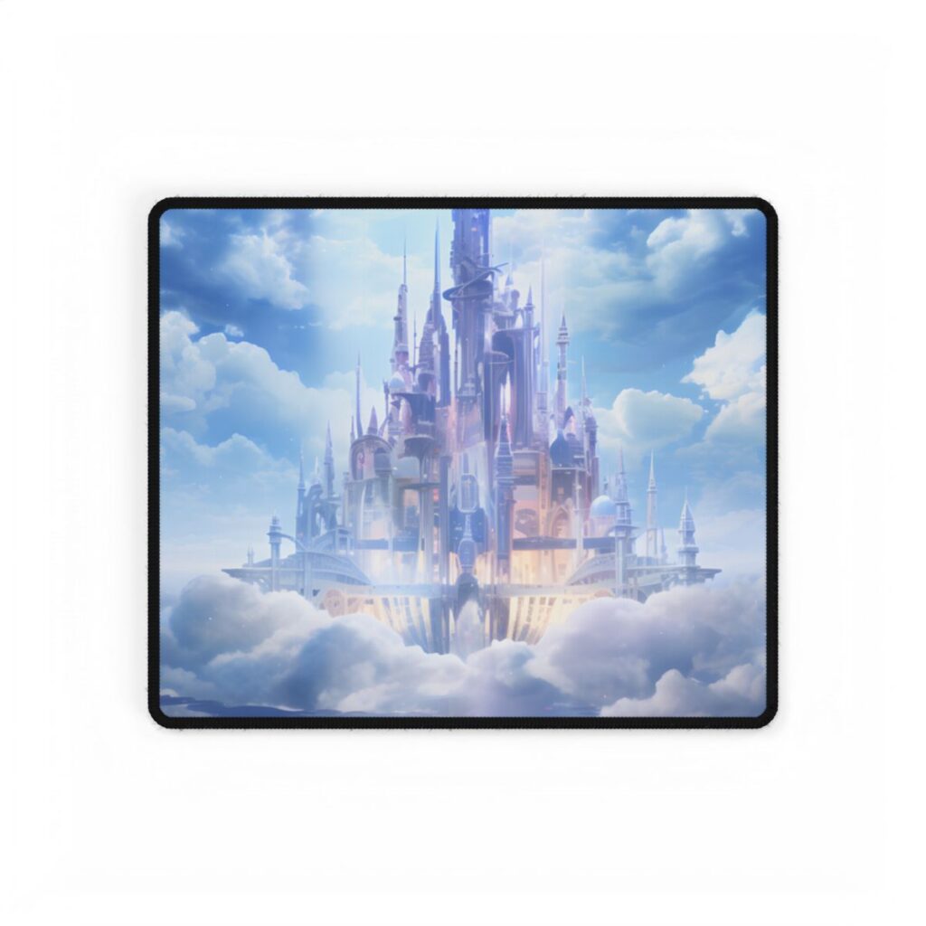 Celestial Fantasy Realm: Floating City in the Sky Artwork - Desk Mat