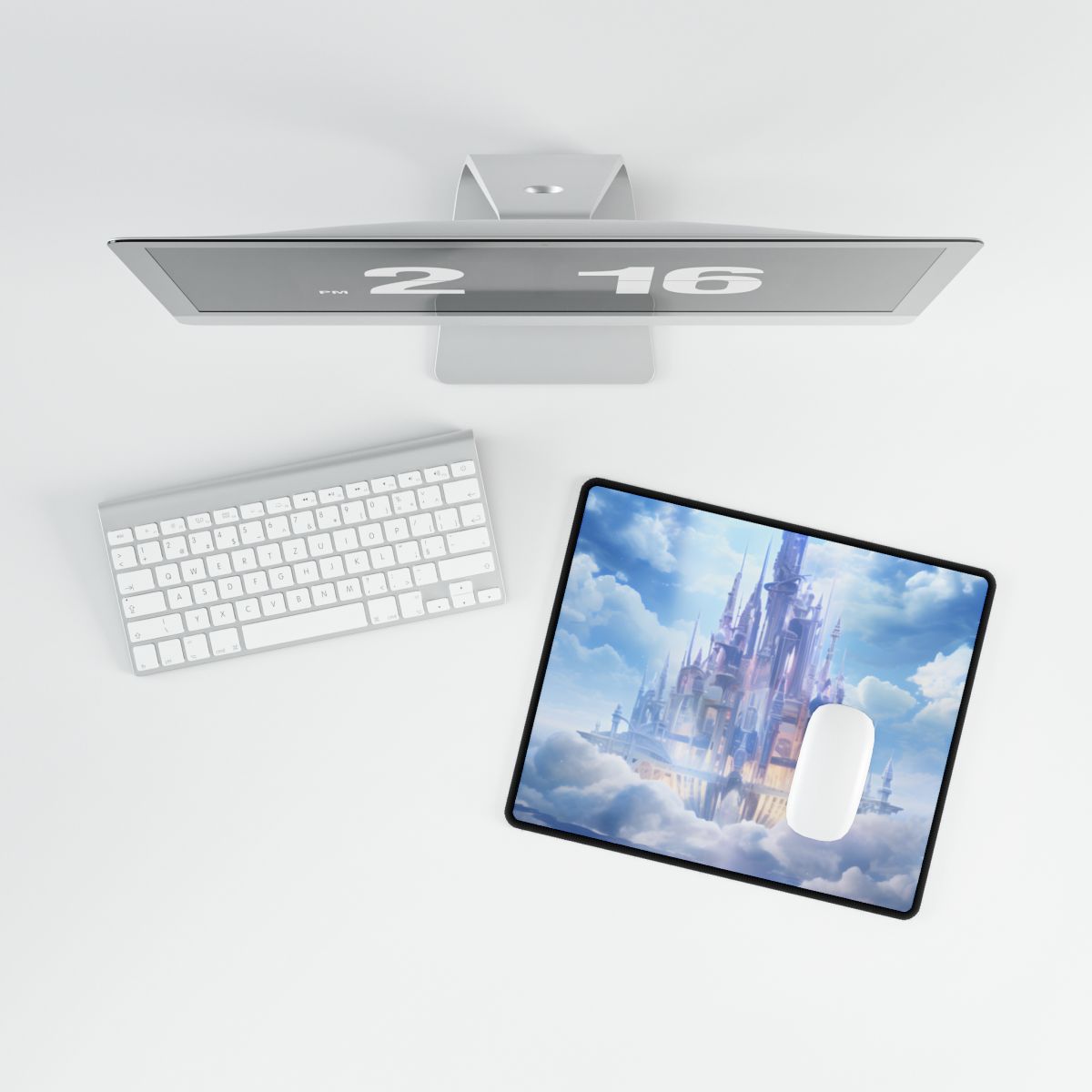 Celestial Fantasy Realm: Floating City in the Sky Artwork - Desk Mat