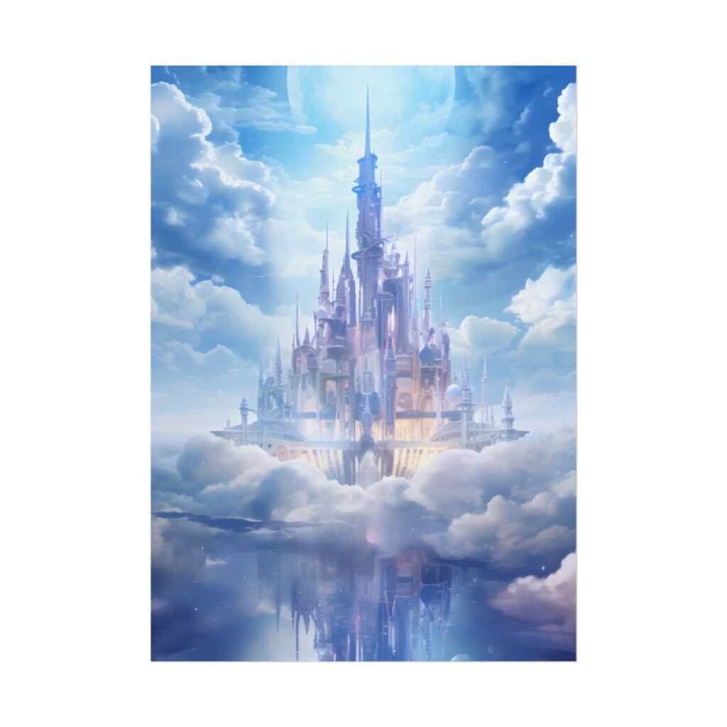 Celestial Fantasy Realm: Floating City in the Sky Artwork - Poster
