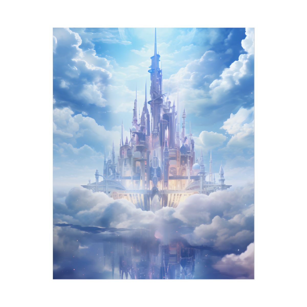 Celestial Fantasy Realm: Floating City in the Sky Artwork - Poster