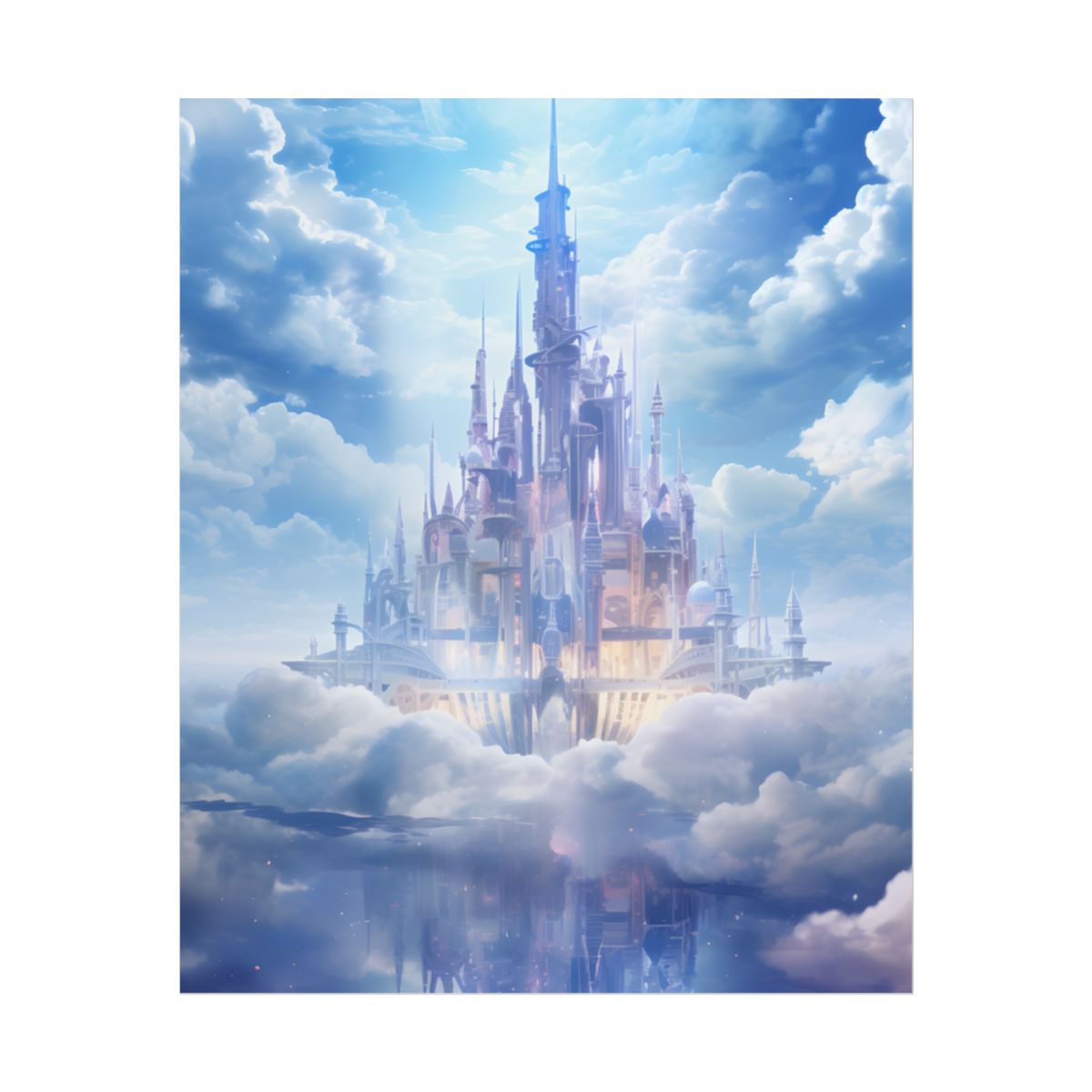 Celestial Fantasy Realm: Floating City in the Sky Artwork - Poster