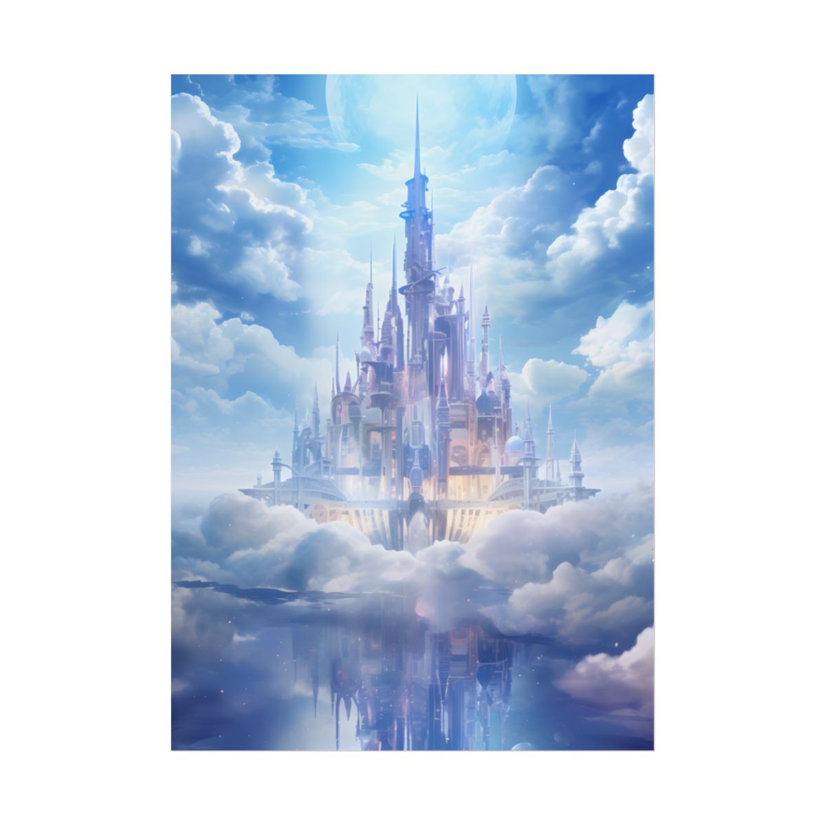 Celestial Fantasy Realm: Floating City in the Sky Artwork - Poster