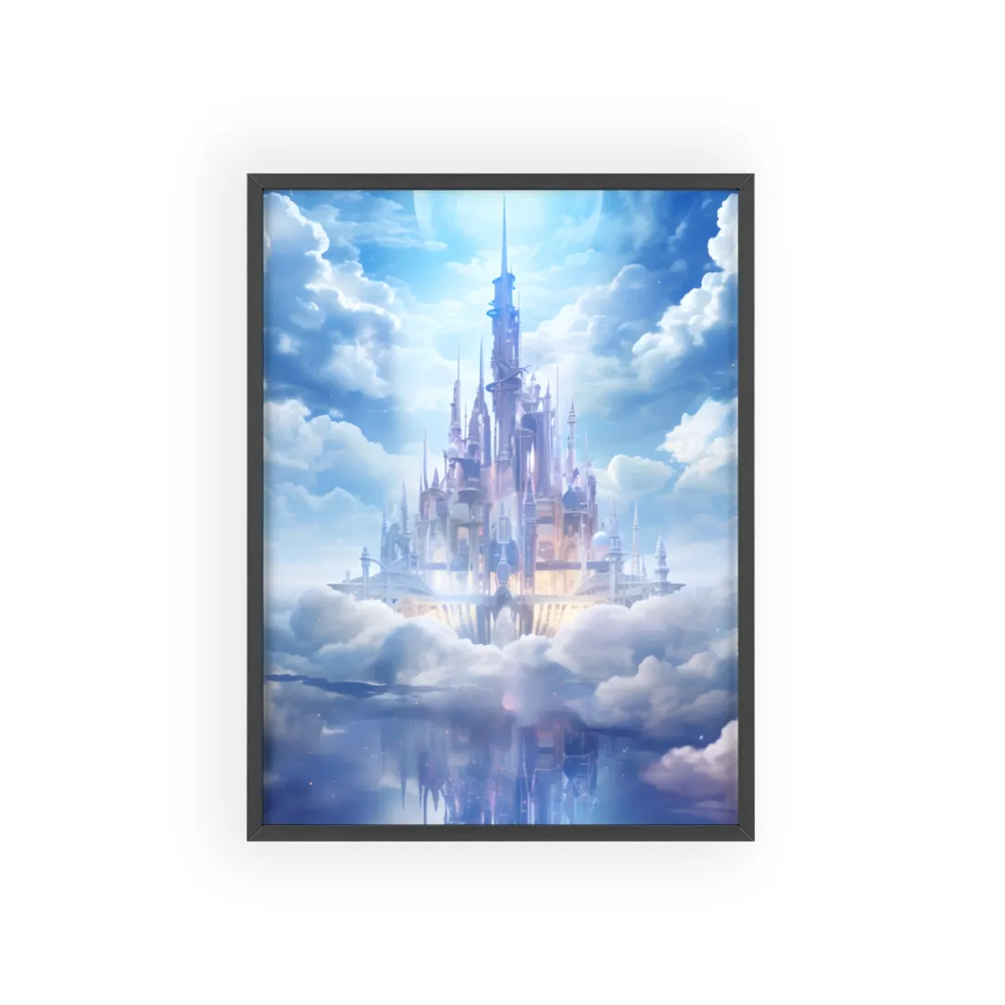 Celestial Fantasy Realm: Floating City in the Sky - Framed Poster